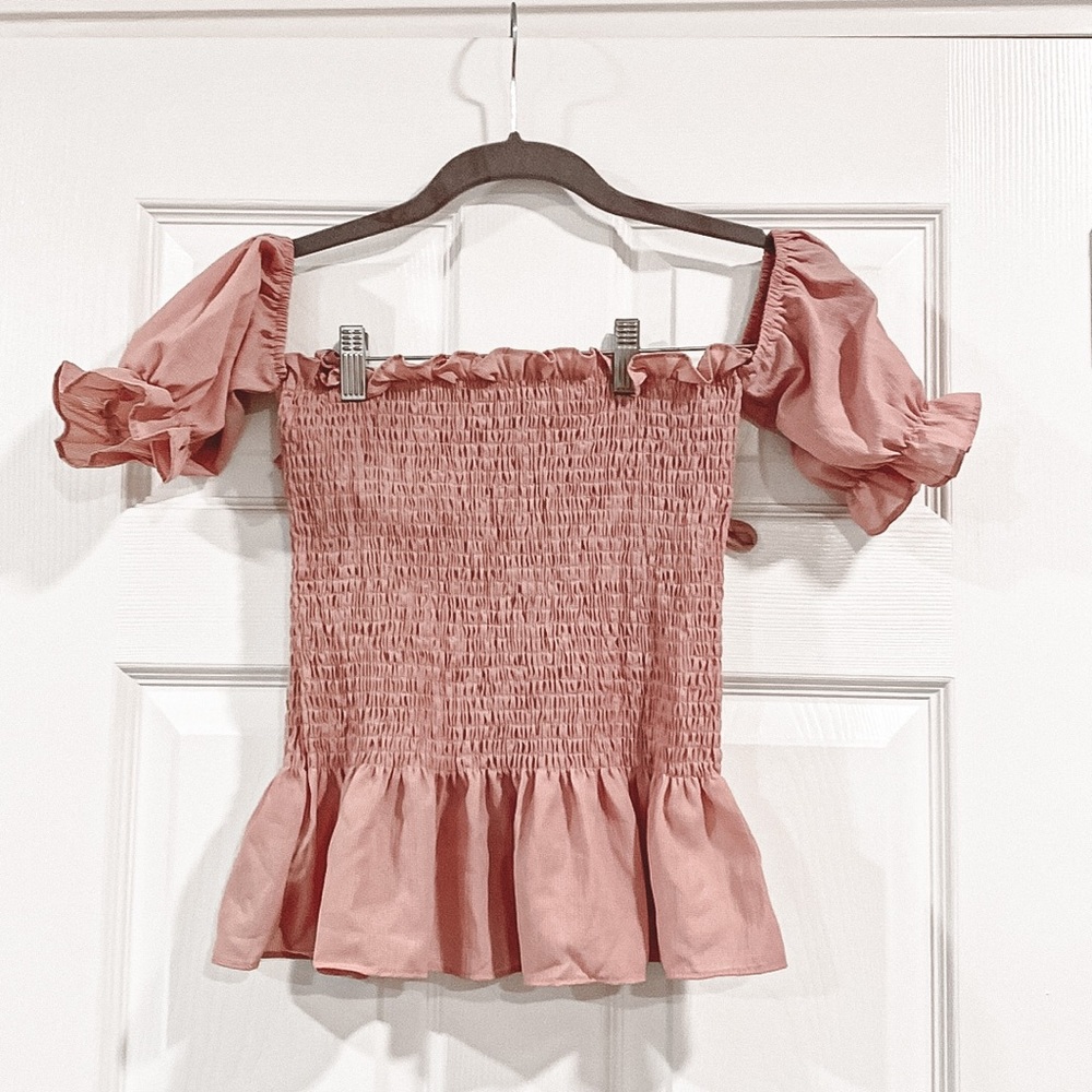 Off the shoulder ruched shirt